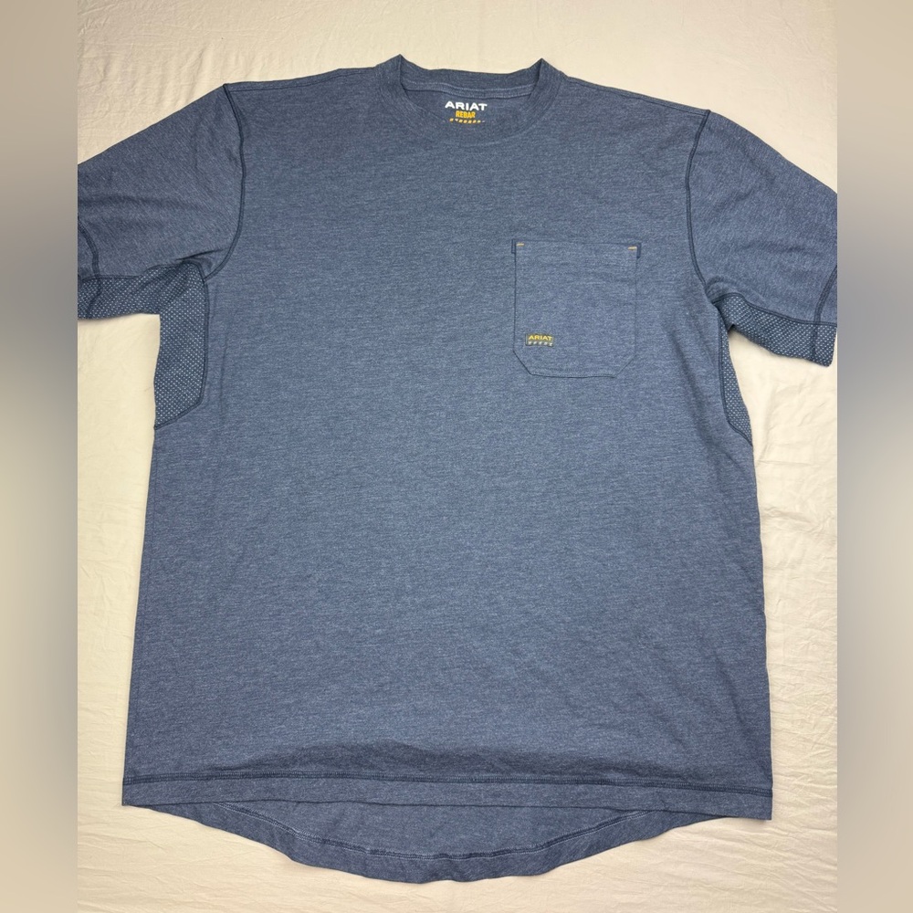 Ariat Rebar Men’s Heathered Blue Short Sleeve Pocket Tee‎